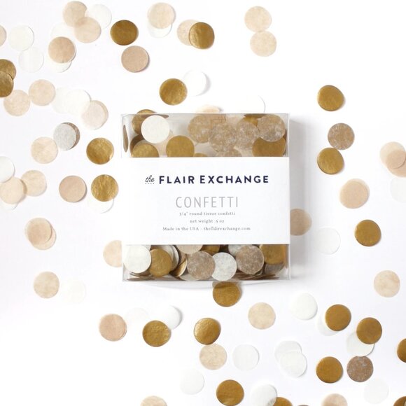 Other - NWT The Flair Exchange Round Gold Confetti 3/4 in. 400 Pieces Gold + Tan + White